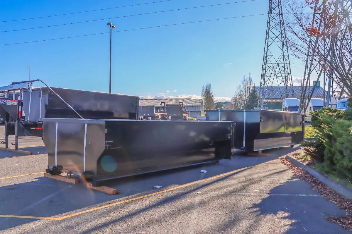 Roll-off dumpster ready for waste disposal at job site for Yard Waste Dumpster Rental in Southborough